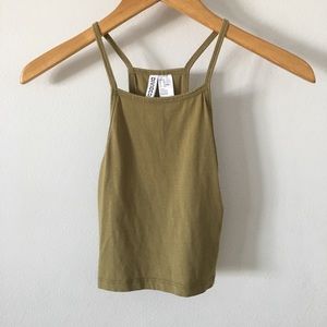 Olive Halter Crop Top Sz S